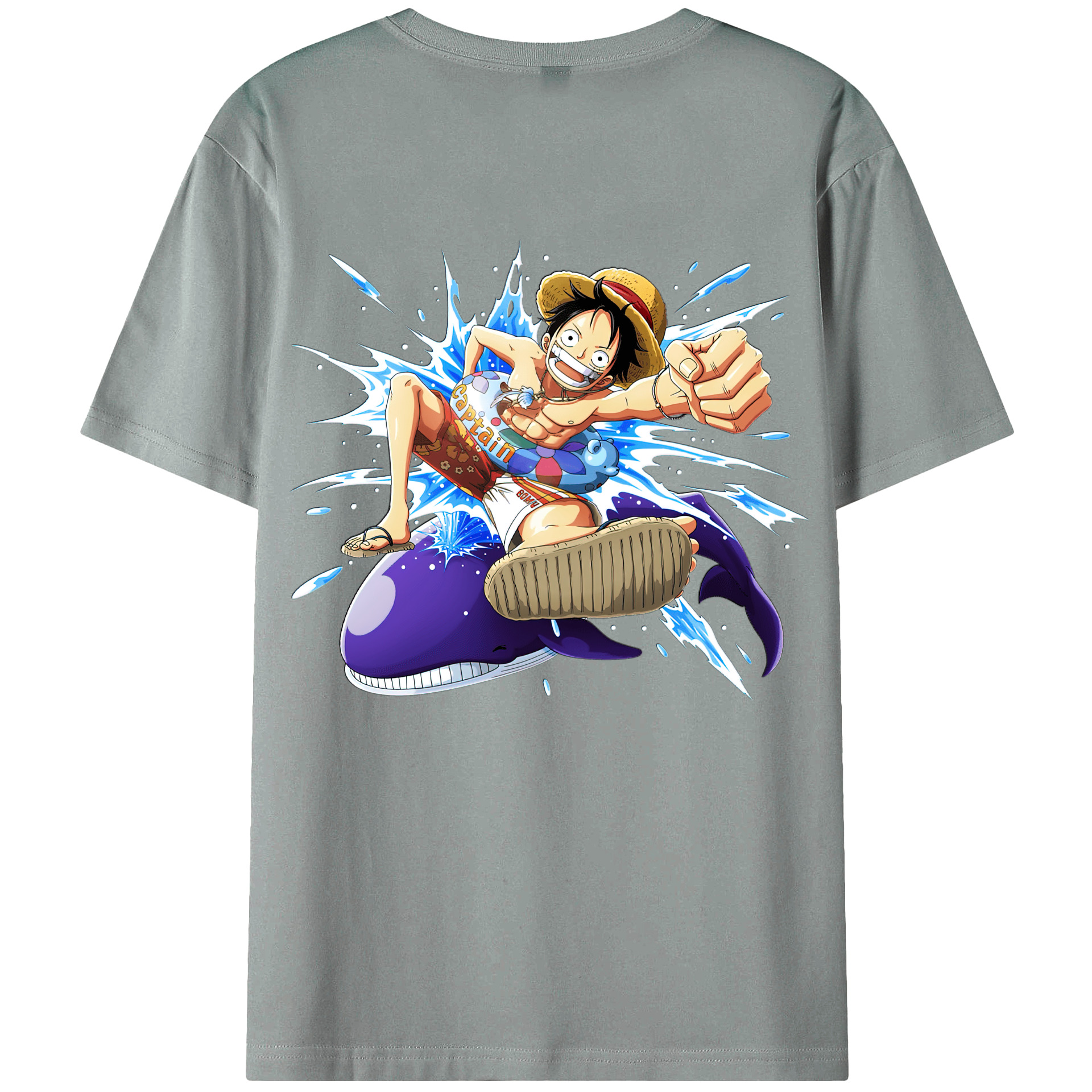ワンピース モンキー・D・ルフィ ONE PIECE Monkey D. Luffy 綿100％ メンズ半袖Tシャツ（バックプリント） 通気性